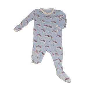 Kickee Pants Print Footie In The Sky Rainbow Blue Size NB Sleeper PJ's
